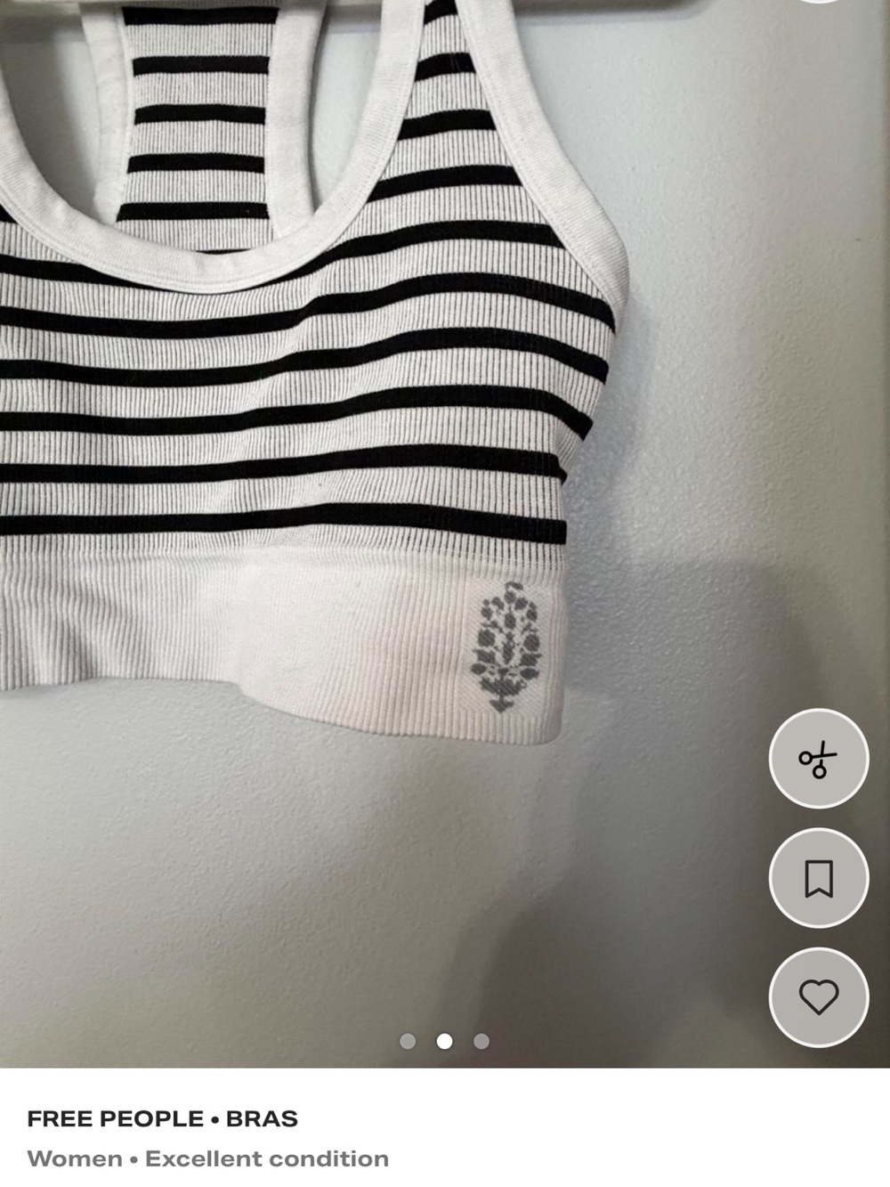 Free People White & Black Striped Racerback Crop bra - Picture 2 of 3